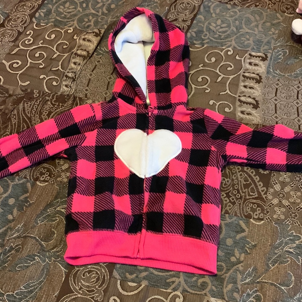 pink fleece hooded zip up jacket 12m
